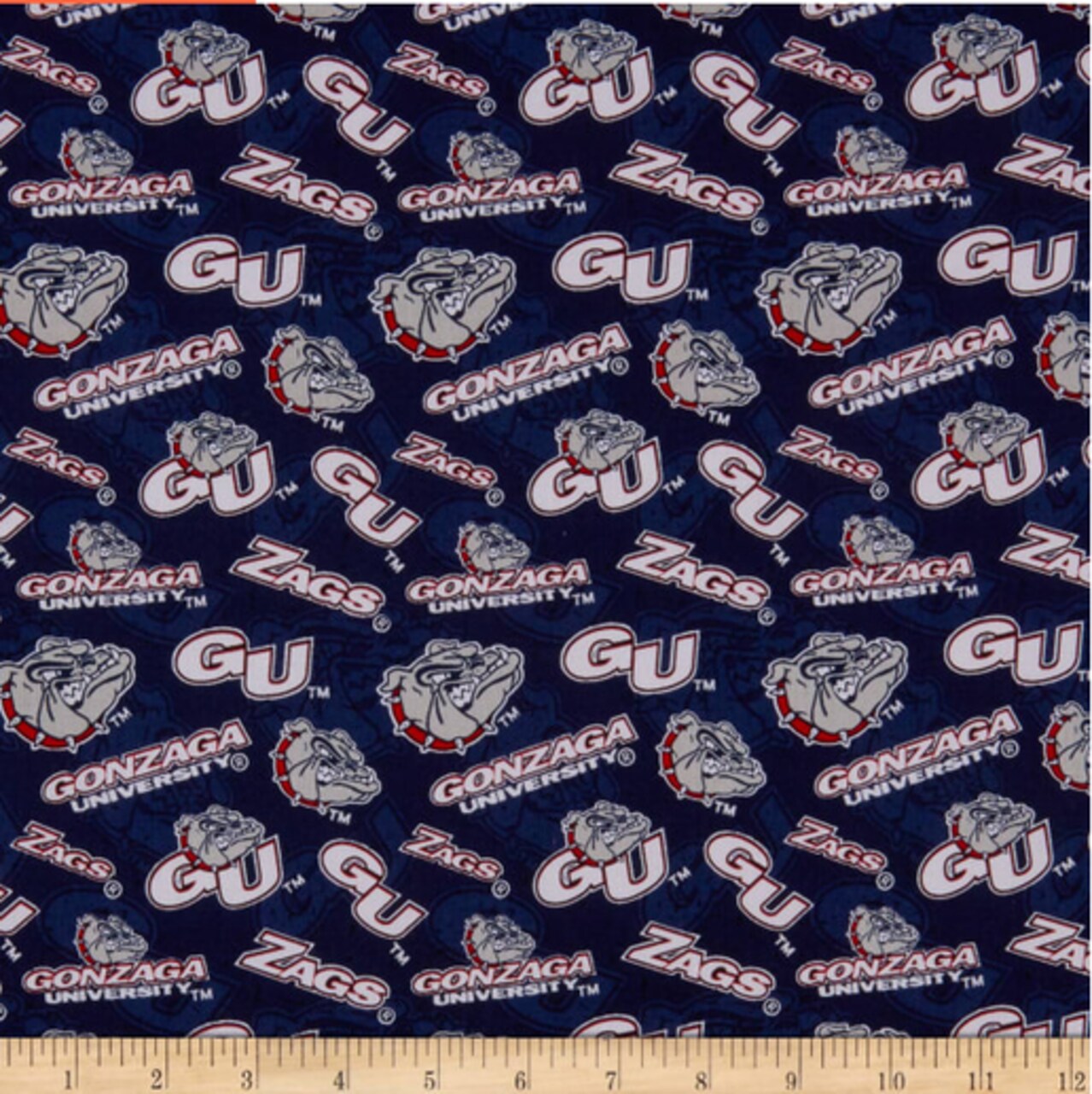 Licensed NCAA Gonzaga Tone on Tone GONZ-1178 Cotton Fabric by the Yard